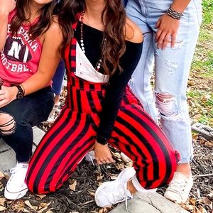 GameBibs Red/Black Striped Overall | S